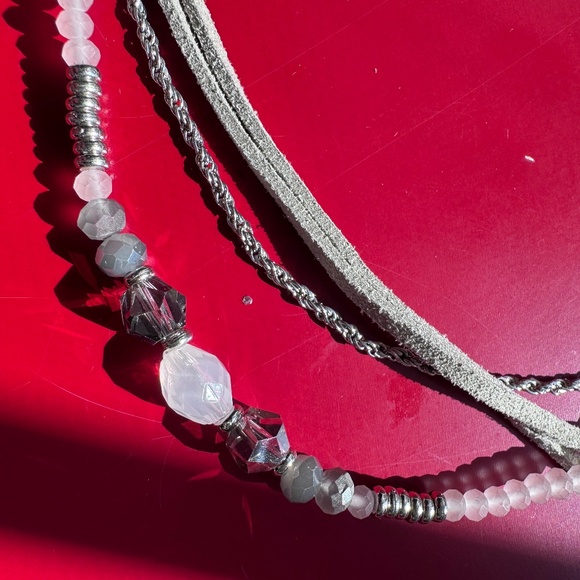 NWT Ruby Rd. Necklace Multistrand Beaded w/Sandstone Pendant & Silver tone Chain - Picture 5 of 6
